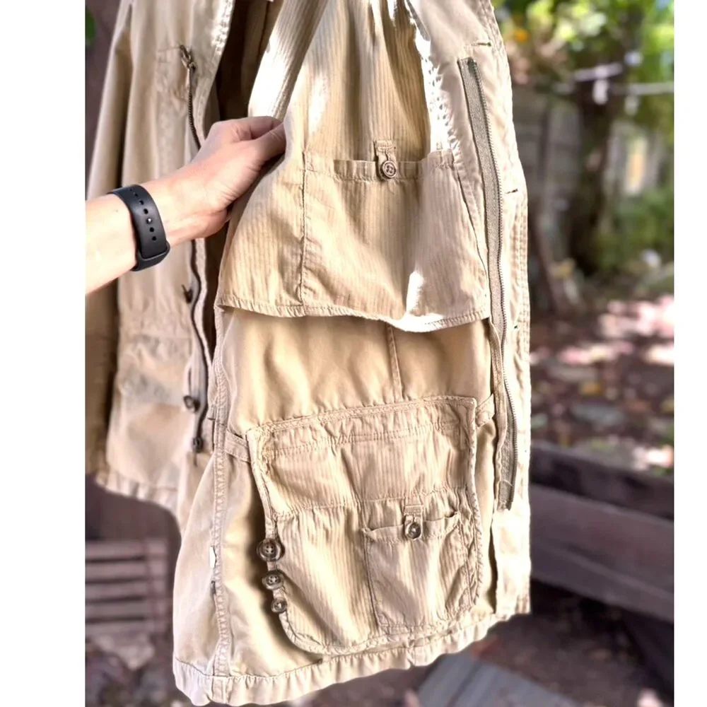 VTG Banana Republic Heritage Safari Cotton Khaki Chore Bush Jacket Size XL 2006